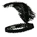 iLoveCos Roaring 20's Sequined Showgirl Flapper Headband Black with Feather Plume
