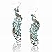 Diamante Peacock Vintage Tibetan Silver Plated Eardrop Dangle Hook Earrings