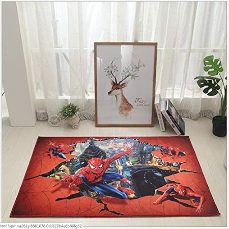 Amazon De Lzz Kinder Wohnzimmer Teppich Cartoon Spider Man 3d