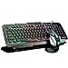 Hhusali Mechanical Feeling Rainbow LED Backlit Gaming Keyboard & Mouse Combo