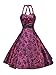 Black Floral Halter Rockabilly Cocktail Party Purple Prom Dress