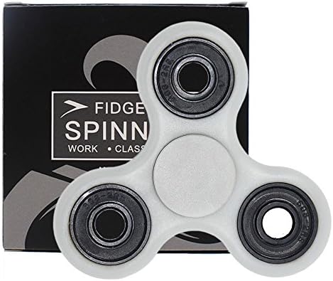 RESTER Hybird Tri Hand Spinner Fidget Glow in the Night Toy ABS Material Ceramic Bearings 608 Si3N4 For 1-3 mins Spinning(Fluorescent White)