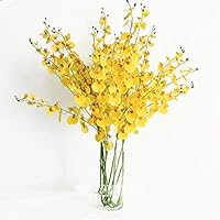 Tuuertge Artificial Plastic Plants Flowers Vintage Artificial Orchid Silk Flowers Wedding Home Decoration for Wedding Party Home Garden Fake Plastic Plant (Color : Yellow, Size : One Size)