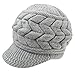 Womens Winter Beanie Hats Thick Warm Knitted Chunky Soft Slouchy Cap with Visor Brim,Grey