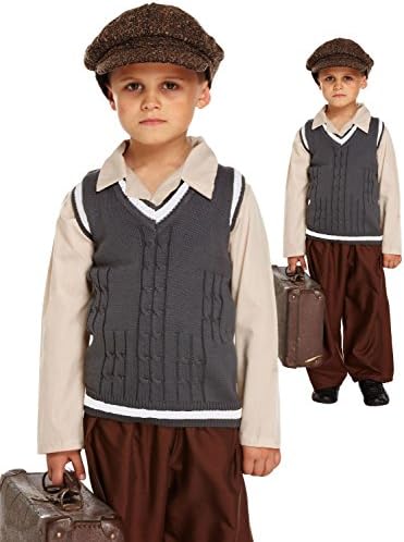 1940's Evacuee Boy Victorian Bonnet Fancy Dress Costume School Book Week/Day (10-12 years)