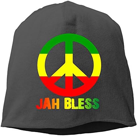 XVintageSkullCap Jah Bless Peace Sign Women/Men Wool Hat Soft Stretch Beanies Skull Cap Unisex