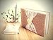 Rustic Wedding Guest Book Made of Burlap and Lace - Includes Burlap Pen Holder and Silver Pen - 120 Lined Pages for Guest Thoughts - Comes in Gift Box (White Flower)