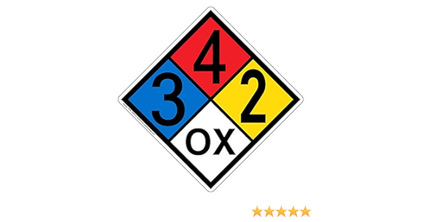 ComplianceSigns.com NFPA 704 3-4-2-OX Hazard Diamond Placard Sign, 18x18  in. Aluminum for Hazmat Emergency Response Identification