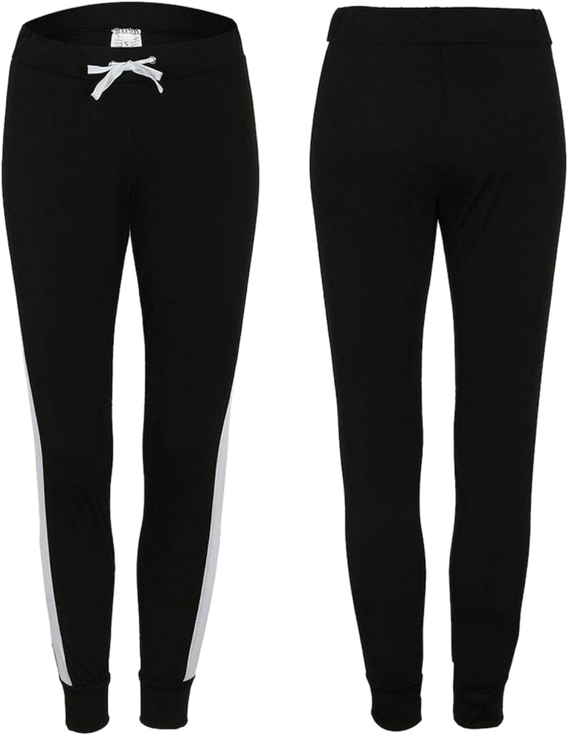 womens black joggers with white stripe