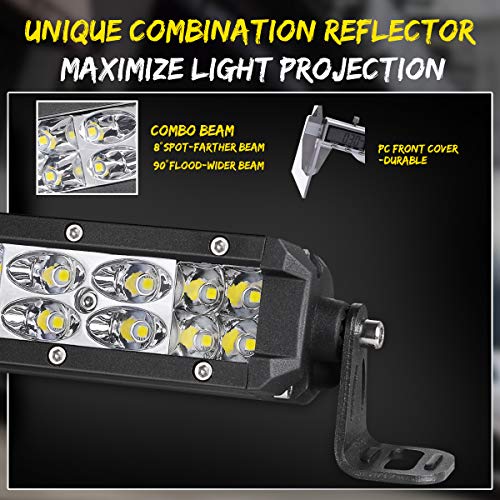 LED Light Bar 20 Inch, Swatow Industries 180W OSRAM Spot Flood Combo Slim Off Road Light Bar Dual Row Fog lights Bumper Lights Work Lights LED Driving Lights for Truck SUV UTV ATV Boat - 2 Yr Warranty - Thumbnail 3