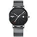 Watch VOEONS Slim Mens Watches, Analog Quartz Casual Black Wrist Watch for Men