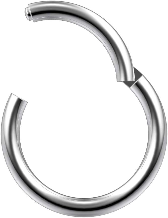 18g 3/8 Hinged Segment Ring Septum Norstril Seamless Clicker Hoop Cartilage Nose Lip Stainless Steel