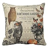 Challyhope Vintage Vogue Throw Pillow Cases Linen Sofa Cushion Cover Home Decor (A | Skull & Owl)