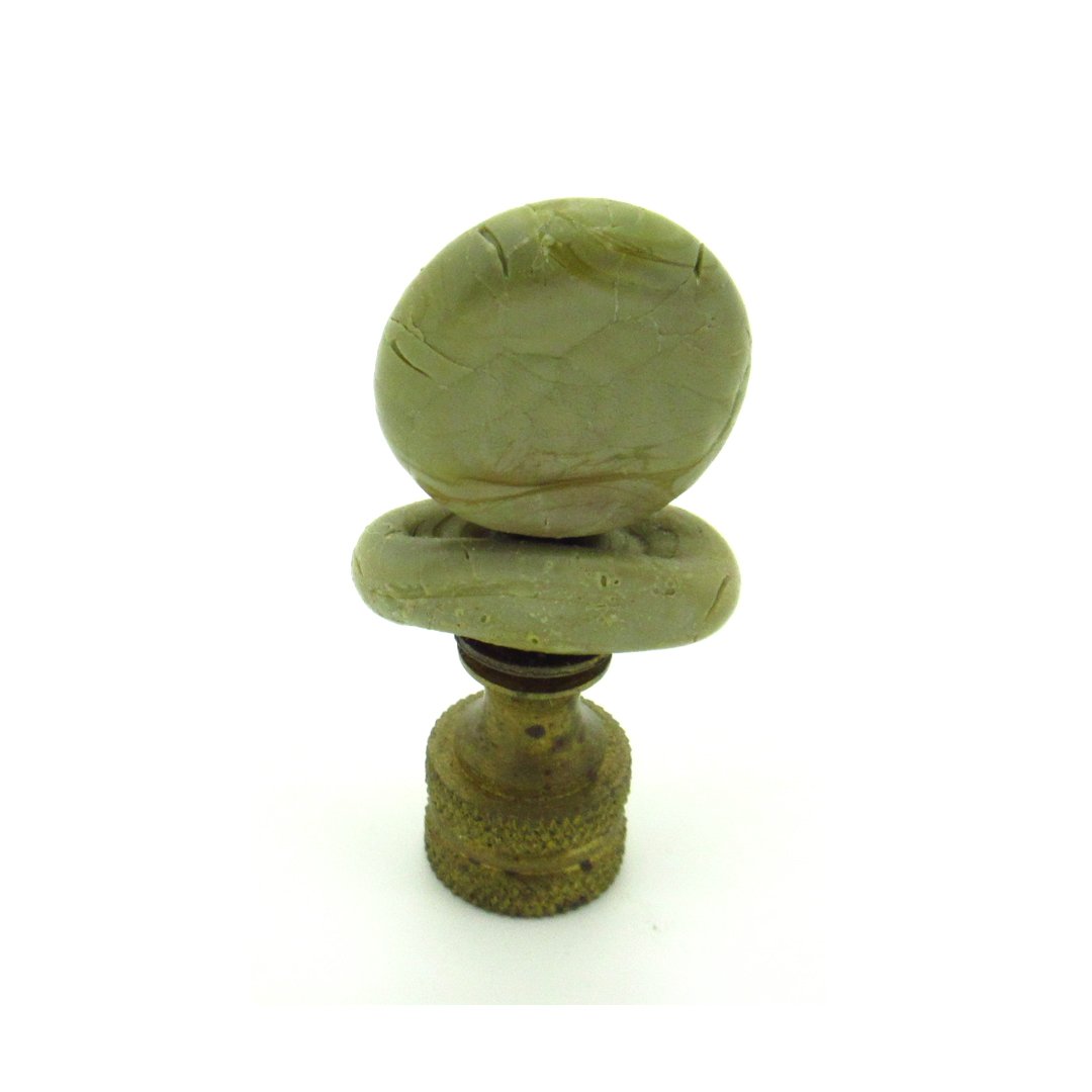 Finial - Handmade Glass Lamp Finial to hold Lamp Shade on Lamp - Sage-y Green - Desert Look Design with Brass Hardware