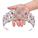 SWEETV Vintage Crystal Wedding Crown for Women Rhinestone Queen Tiara Bridal Hair Accessories, Pink