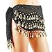 Hip Scarfs for Belly Dancing, 10PCS Belly Scarf for Dancing with 128-Gold Coins, Sequins Bellydance Hip Skirt Scarves Waist Costume Belt Chiffon Dangling Skirts for Girls Women