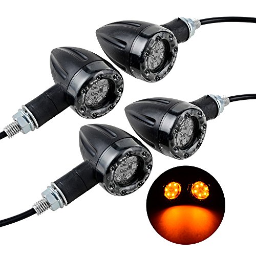 image for Anzio 4X Universal Motorcycle Integrated Red Amber LED Turn Signal Run