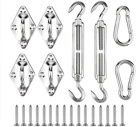 OIZEN Awning/Sun Shade Sail Hardware Kit Stainless Steel Installation Tool For Square Rectangle Sun Shade Sail Mounting Set (8 set)