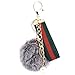 YGMONER Faux Fox Fur Pom Pom Keychain Car Bag Purse Charm Gold Ring Fluffy Fur Ball (Gray)