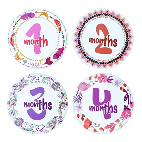 Pink Tusk Baby Milestone Stickers, Best Baby Shower Gifts for Moms, Pregnancy Belly Stickers for Infant Babies First Year, 1-12 Months & 4 Bonus Labels, Gift Registry Baby Shower, Scrapbook Stickers