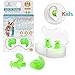 Swimming Earplugs, 2 Pairs Waterproof Reusable Silicone Ear Plugs for Swimming Diving Molded Professional Soft Flexible Showering Surfing - Size B : Kids (5-14 Year Old) (Green Green)