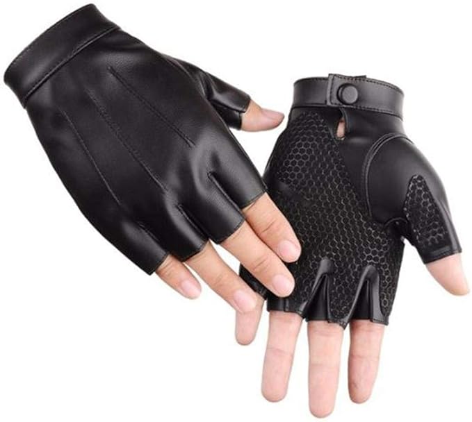 YZCX PU leather antiradiation driving men's nonslip fingerless gloves
