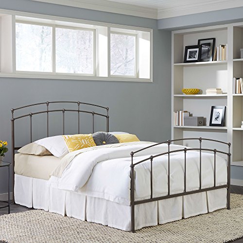 Fenton Complete Bed with Metal Duo Panels and Globe Finials, Black Walnut Finish, King