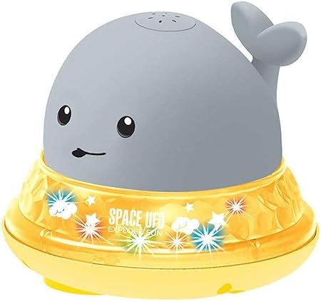 Amazon 自動 噴水 くじら お風呂 おもちゃ 子供 癒し ピカピカ 光る イルミネーション ライト Ufo宇宙船 地面 走る プール 水遊び プレゼント 3歳 4歳 5歳 6歳 7歳 グレー Ufo宇宙船あり お風呂用おもちゃ おもちゃ