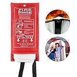 Fire Blanket Emergency Survival Fiberglass Protective Blanket Flame Retardant Heat Insulation Safety Fire Cover Shelter Welding Blanket for Car Kitchen Fireplace Grill Camping