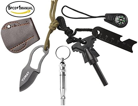 Multi-Purpose Survival kit Fire Starter Camfire Tool Outdoor Gear with Outdoor Knife Whistle for Camping Hiking Hunting Traveling Survival
