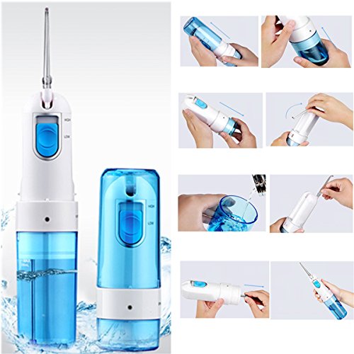 Rechargeable Oral Irrigator with Foldable Nozzles Dental Water Flosser for Braces USB Tooth Cleaner Water Jet Flossing with 5 Replacement Tips
