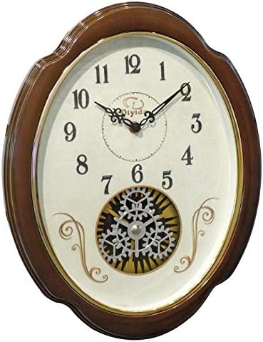 Traditional 15-inch Espresso Rotating Gear Wall Clock