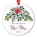 DIGIBUDDHA Mr & Mrs First Christmas Ornament Newlyweds Pretty Gift Seasonal Ceramic Keepsake Decoration 1st Holiday Married Bride & Groom Gift 3