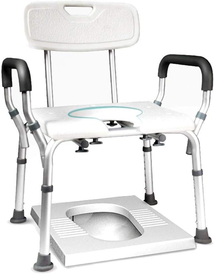 Perching Stool Adjustable Height Disabled Shower Seat Chair with Backrest Stool with Armrests