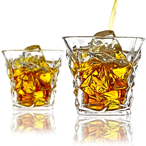 Unique Diamond Cut Whiskey Glasses Set Of 4 By ELIDIMC, 10 OZ Crystal Ultra Bourbon Glasses With Luxury Gift Box, 100% Lead Free Whiskey Glass For Bourbon, Scotch, Cocktail, Irish Whisky, Blantons - Thumbnail 5