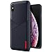 iPhone Xs Max case, VRS Design [Navy] Vegan TPU Leather-Look Case [Leather Fit] Flexible Slim Premium case Compatible with Apple iPhone Xs Max (2018)