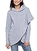 BETTE BOUTIK Womens Solid Color Asymmetric Hem Wrap Shirt Pollover Outwear Tops & Blouse Grey XX-Large