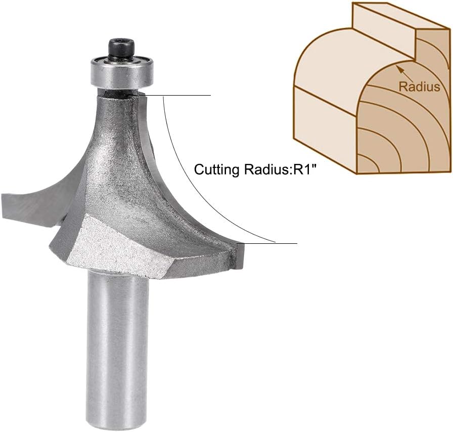 sourcing map Router Bit 1/2 Shank 2-Inch Cutter Dia Round Over Corner 2Flutes Tungsten Steel for Woodworking Milling Cutter Tool - Image 4