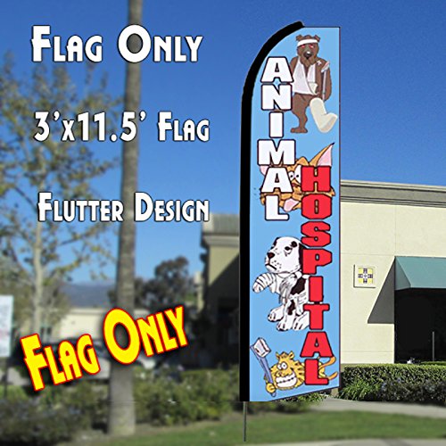 ANIMAL HOSPITAL (Blue) Flutter Feather Banner Flag (11.5 x 3 Feet)