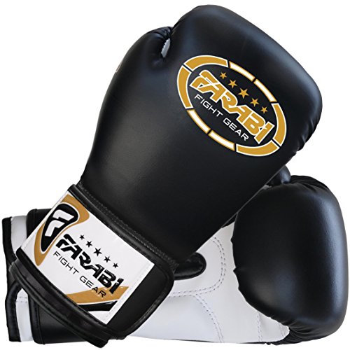 Farabi 8oz Junior Boxing Gloves Kids Boxing Gloves 8-oz Boxing Gloves Sparring, Training Bag Mitt Gloves for Punching, Sparring, Workout, Training (8-OZ, Black)