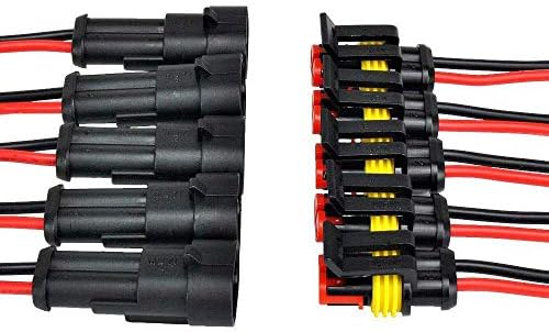 Mumaxun 10 Kit 2 Pin Way 20-16 AWG Waterproof Connector Wire Harness 1.5mm Series Terminal Sockets AC/DC Conn Plug for Car Truck Boat Motorcycle and Other Wire Connections