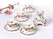 Jusalpha® Fine Bone China Coffee Cups Flower Series Teacup Saucer Spoon with Teapot Warmer & Filter, 16 pcs in 1 set (FL-Glass pot 02)