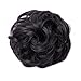 Scrunchy Updo Wavy Straight Hair Bun Clip Messy Donut Chignons Synthetic Hairpiece Hair Extension (brownish black-thicker)