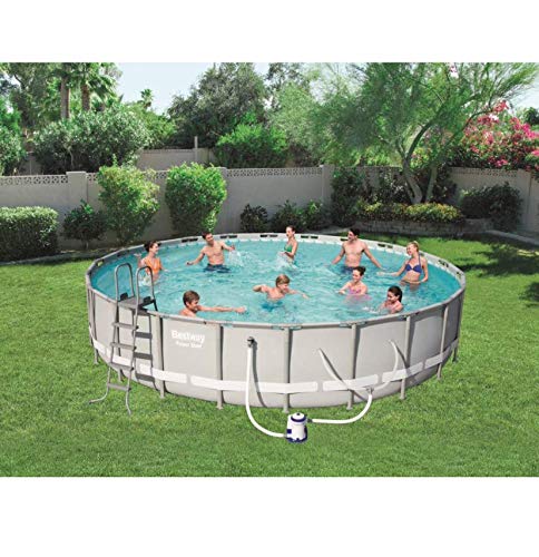 Bestway Power Steel 14' x 42 inch Frame Swimming Pool Set with Pump, Ladder and Cover - Image 2