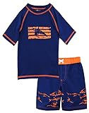 iXtreme Little Boys Shark Short Sleeve 2-Piece Rashguard Swim Trunk Set