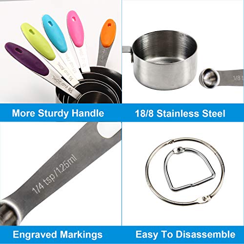 Measuring Cups and Spoons Set,RUCKAE 11 Piece Stainless Steel Measuring Cups and Spoons with Multiple Size, Space Saving, Great for Dry and Liquid Ingredients - Thumbnail 2