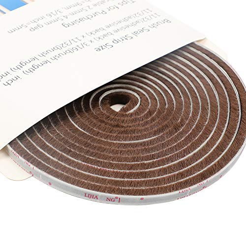 Felt Pile Weather Stripping Brush Strip for Window and Door Seal 11/32 inch x 11/32 inch x 16 ft, Strong Adhesive Backing Door Felt Strip for Sealing Insulation, Brown - Thumbnail 4