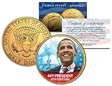 BARACK OBAMA *44th President* 24K Gold Plated JFK Half Dollar US Colorized Coin