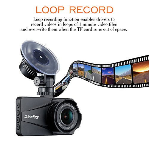Dash Cam - ANNKOO AD01 Large HD LENS 3.0" Screen Full HD Display 1080P 1296P 170° Wide Angle HDR Dashboard Camera Car DVR Vehicle Dash Cam with G-Sensor, WDR, Loop Recording, Black