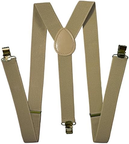 Suspenders Men - Stylish - Adjustable Solid Straight Clip by Action Ward (Sandal)